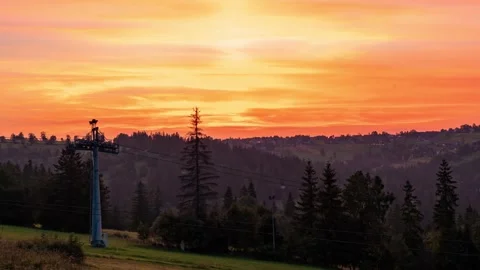 Summer Sunset Spectacle Timelapse in Tatra Mountains Village Stock Footage 308192179
