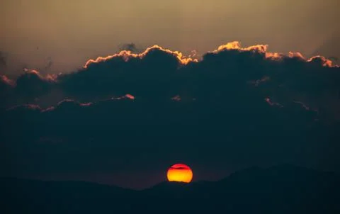 Summer sunset, sun Stock Photos