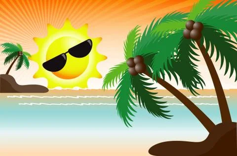 Summer sunset vector background Illustrazione stock
