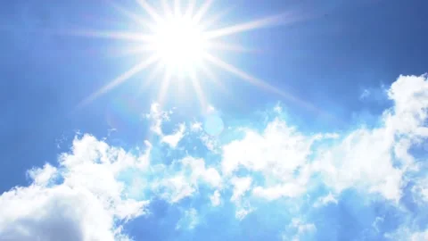 Summer sunshine and white cloud flow, blue sky (8x speed) Stock Footage 158355577