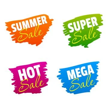 Summer, Super, Hot and Mega Sale Vector Marks. Stock Illustration