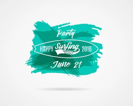 Summer surfing day graphic elements. Vector Vacation typography emblems set Stock Illustration