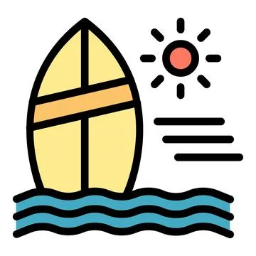 Summer surfing icon vector flat イラスト素材