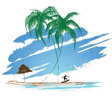 Summer surfing Stock Illustration