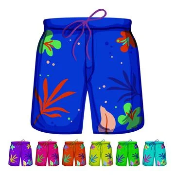 Summer swimsuit men cartoon vector graphic Stock Illustration