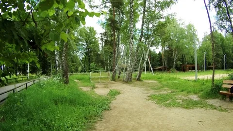 Summer swinging in the playground Stock Footage 77672765
