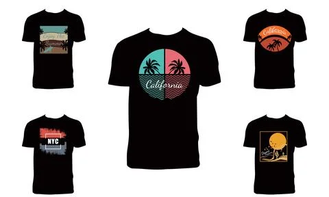 Summer T Shirt Design Bundle Stock Illustration