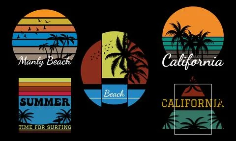 Summer T Shirt Design Bundle Stock Illustration