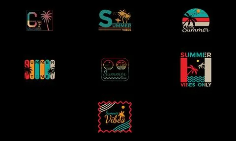Summer T Shirt Design Bundle Stock Illustration