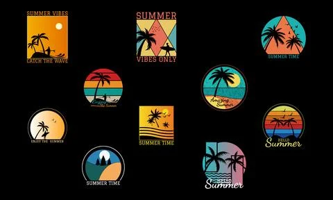 Summer T Shirt Design Bundle Stock Illustration
