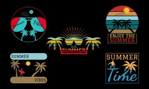 Summer T Shirt Design Bundle Stock Illustration