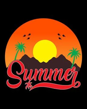Summer t-shirt design bundle, summer beach vacation t-shirts Stock Illustration