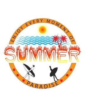 Summer t-shirt design bundle, summer beach vacation t-shirts Stock Illustration