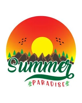 Summer t-shirt design bundle, summer beach vacation Stock Illustration