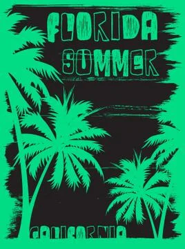 Summer tee graphic design florida california Stock Illustration