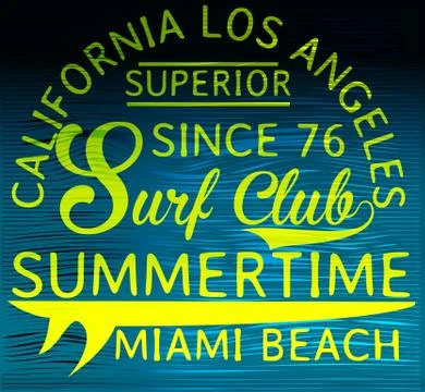 Summer tee graphic design florida california Stock Illustration