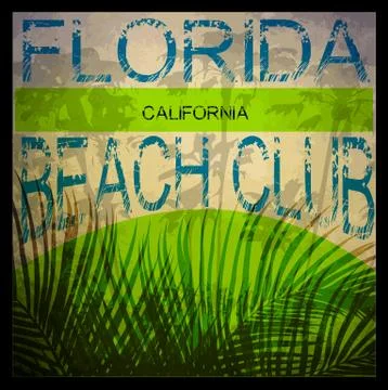 Summer tee graphic design florida california Stock Illustration