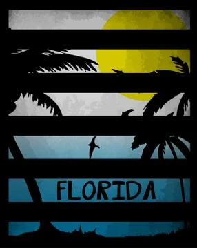 Summer tee graphic design florida california Stock Illustration