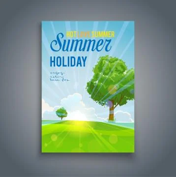 Summer template and trees Stock Illustration