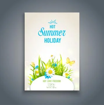 Summer template with flowers Stock Illustration