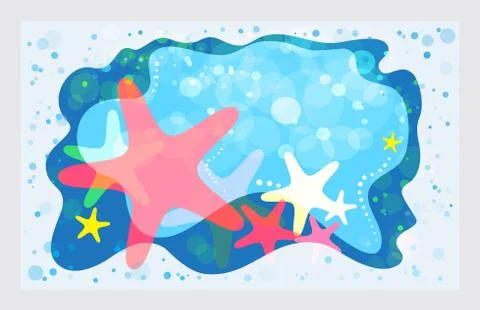 Summer template, starfish on the beach background Stock Illustration