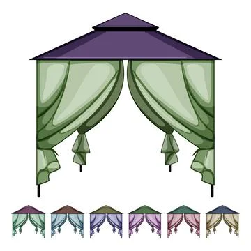 Summer tent garden cartoon vector graphic Illustration