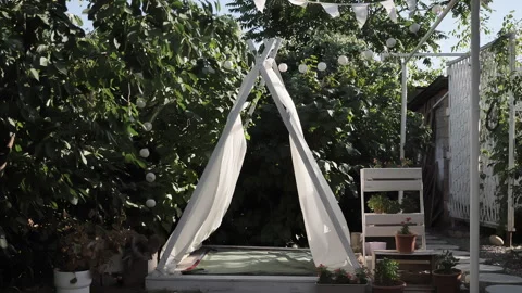 Summer tent swaying in the wind Stock Footage 276686028