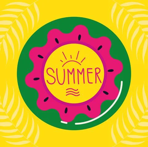 Summer text and float Stock Illustration