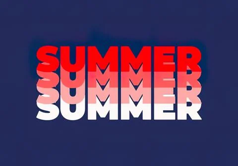 Summer text with colorful gradient on dark background Stock Illustration