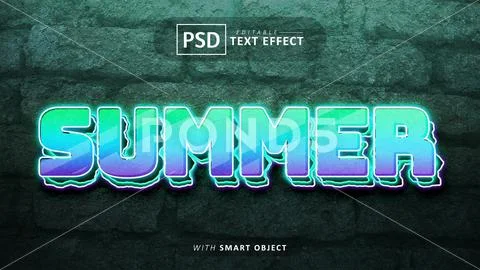 Summer text - editable 3d neon font effects PSD Template