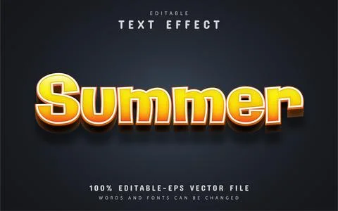 Summer text, editable yellow gradient text effect Stock Illustration