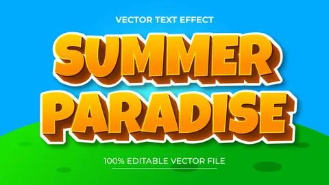 Summer text effect 3d editable text effect with background illustration Illustrazione stock