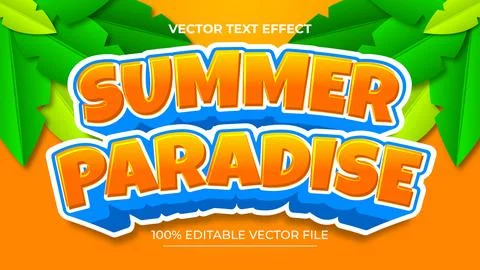 Summer text effect 3d editable text effect with background illustration Illustrazione stock