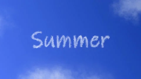 Summer Text or Word with Cloud Effect Symbol Animation on Blue Sky Stock Footage 231986188