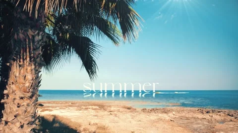 SUMMER Text on Water Reflection Motion Graphic, Tropical Beach Ocean Footage. Stock Footage 320098170