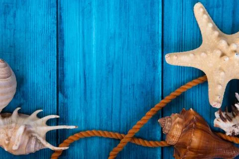 Summer theme blue background with space for advertising and maritime theme (s Foto stock