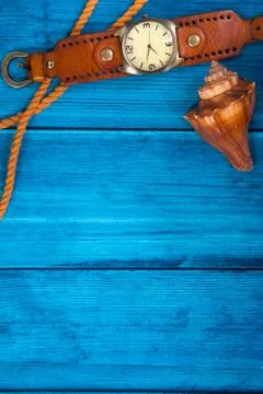 Summer theme blue background with space for advertising and maritime theme (s Stockfoto's