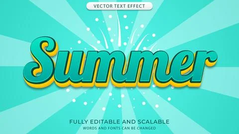 Summer theme effect text editable cute style eps file Stock Illustration