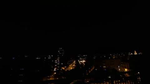 Summer thunderstorm is hitting the city with thunders and lightnings. Stock Footage 154988629