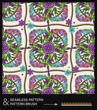 Summer tile pattern with chamomile bouquet Stock Illustration