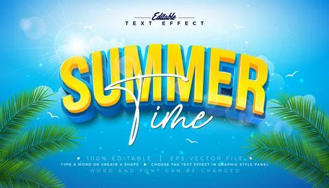 Summer Time 3D Text Effect Design Editable and Scalable Vector Graphic Styl.. Stock Illustration