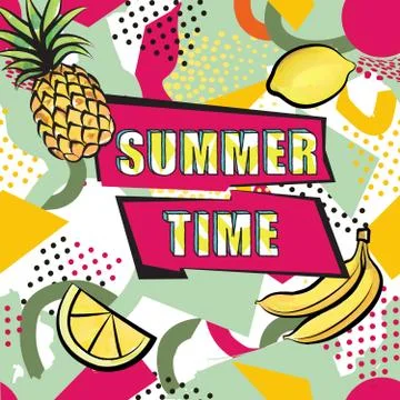 Summer time background. Abstract dotted pattern with fruits Stock Illustration