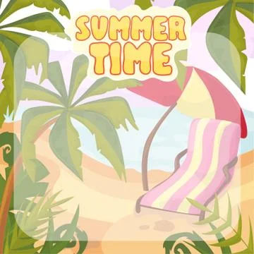 Summer time background banner design template and season elements beach イラスト素材