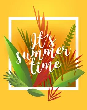Summer time background illustration. Hello Summer Traveling template poster Stock Illustration