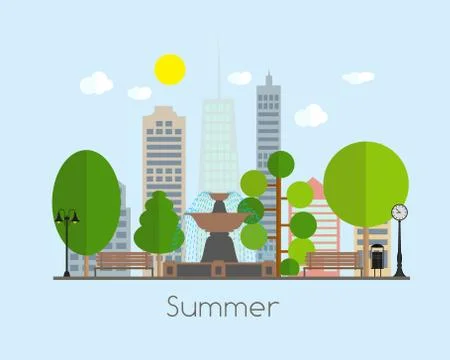 Summer Time Background in Modern Flat Design Stock Illustration