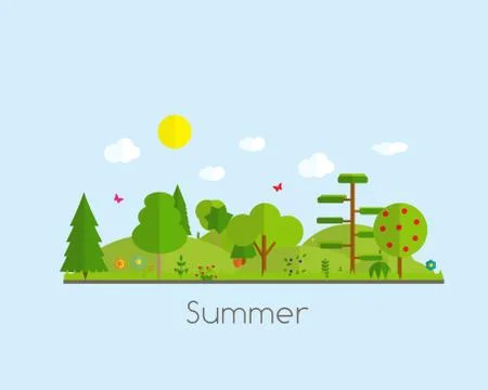 Summer Time Background in Modern Flat Design Stock Illustration