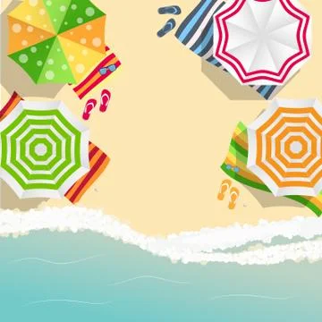 Summer Time Background. Sunny Beach in Flat Design Style Illustrazione stock