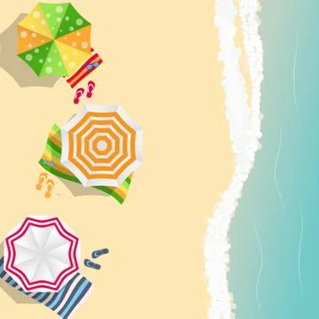 Summer Time Background. Sunny Beach in Flat Design Style Vector Illustrazione stock
