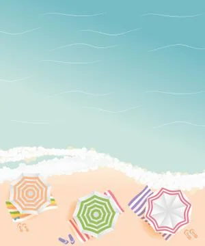 Summer Time Background. Sunny Beach in Flat Design Style Vector Illustration Stock Illustration