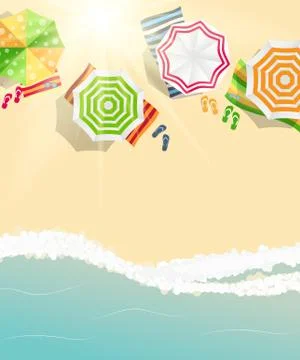 Summer Time Background. Sunny Beach in Flat Design Style Stock Illustration